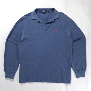 Polo Ralph Lauren Long Sleeve Polo Rugby Shirt Men Sz M Classic Blue Red Pony
